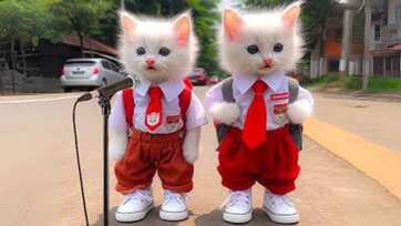 Cute Schoolday Kittens on a Playful Adventure