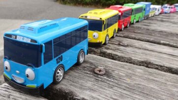 Bright Toy Buses Rolling Through Fun and Curious Adventure Trails