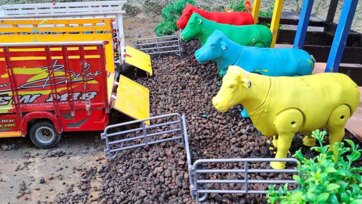 Toy Farm Day by the Blue River - Gentle Farm Animals Story for Kids