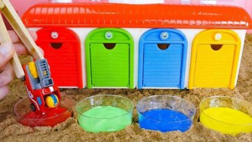 Colorful Garage Doors and Slime Paint Fun with Toy Fire Truck for Kids