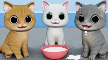 Little Kittens and the Milk Bowl Story - Sweet Animal Video for Kids