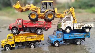 Amazing Truck Tower Challenge - Colorful Toy Trucks and Diggers Adventure