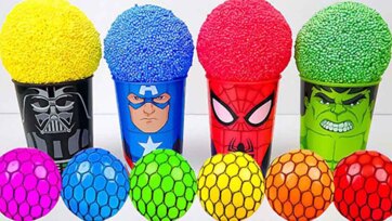Funny Color Cups and Squishy Mesh Balls Superhero Play for Kids