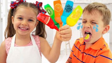 Colorful Fruit Popsicles Fun for Kids - Sweet Frozen Treats and Happy Playtime