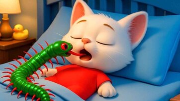 Fluffy White Kitten Plays with Rainbow Pop It Toy for Kids Fun Time
