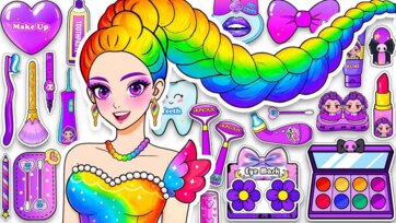 Colorful Rainbow Princess Hair and Makeup Adventure for Kids