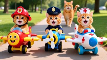 Cute Kitty Rescue Team Adventure - Firefighter Police Nurse Cat Story