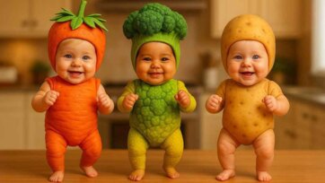 Dancing Veggie Babies Song - Cute Carrot Broccoli Potato Kids Video